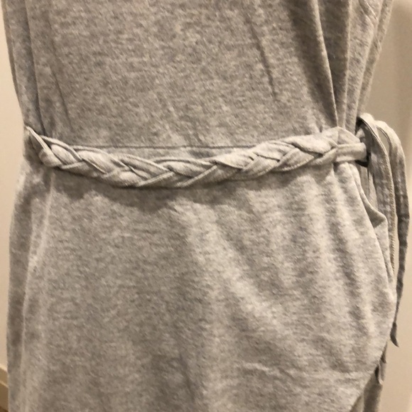 Athleta grey cotton dress wrap with braid waist  trim size L - Picture 3 of 11